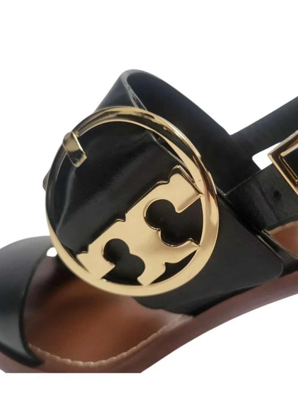 Tory Burch Thames Sandal Two-Tone Black & Brown Leather